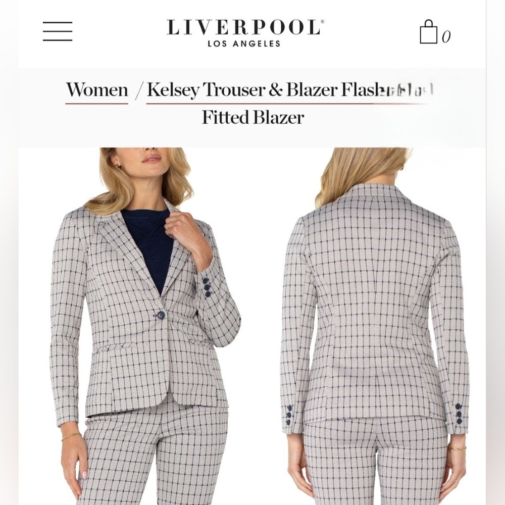 Liverpool Los Angeles Black & Tan Plaid Blazer & Pants Set Sz 4/ XS. Stella Kick